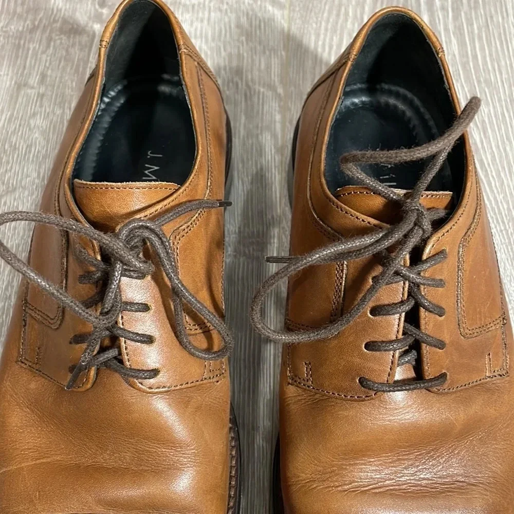 J. Murphy by Johnston & Murphy Leather Novick Lace Up Cap Toe Oxfords Brown 8M